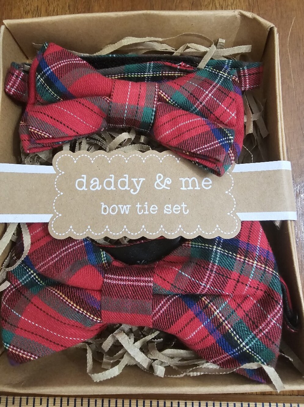 Mud Pie Red and Green Plaid Bow Tie Father Kids Set